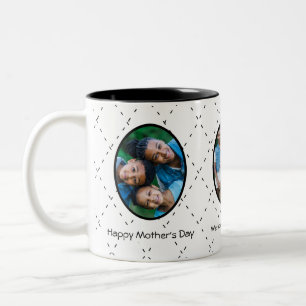 Caneca De Café Em Dois Tons Mensagem para a Mamãe com Fotos Preto e Branco