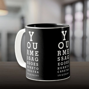 Caneca De Café Em Dois Tons Mensagem Personalizada Olhar Divertido Gráfico de 