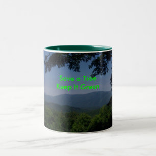 Caneca De Café Em Dois Tons Mensagem Verde