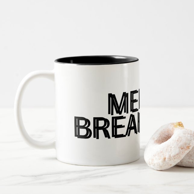 Caneca De Café Em Dois Tons Mental Breakdown Minimalist  (Com Donut)