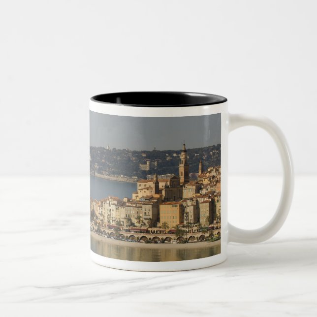 Caneca De Café Em Dois Tons Menton, Cote d'Azur, França. (Direita)
