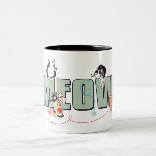 Caneca De Café Em Dois Tons MEOW Kitty Cat 11 oz Mug de dois tons