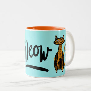 Caneca De Café Em Dois Tons Meow Orange Gatinho Mug