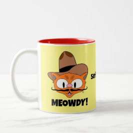 Caneca De Café Em Dois Tons MEOWDY! Senhor Gato Bigode Desenho Gato