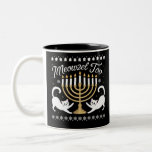 Caneca De Café Em Dois Tons Meowzel Tov Funny Chanukah Hanukkah<br><div class="desc">Meowzel Tov Funny Chanukah Hanukkah</div>