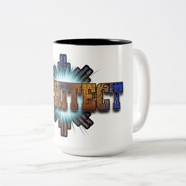 Caneca De Café Em Dois Tons Merch dos arquitetos DTW (Frente Esquerda)