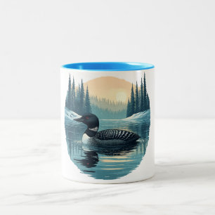 Caneca De Café Em Dois Tons Mergulhão-comum - Design de Natal de Cabana de Inv