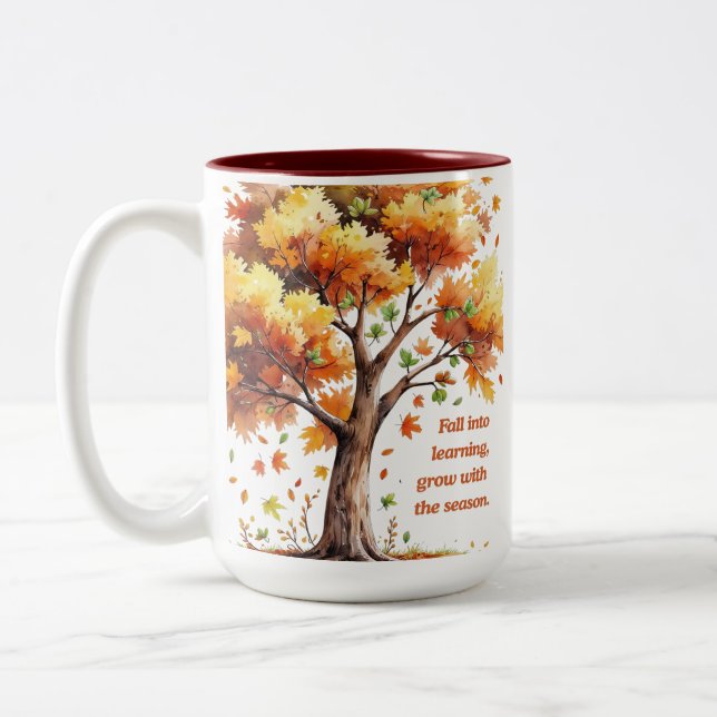 Caneca De Café Em Dois Tons Mergulhe no Aprendizado – Outono Inspirador (Esquerda)