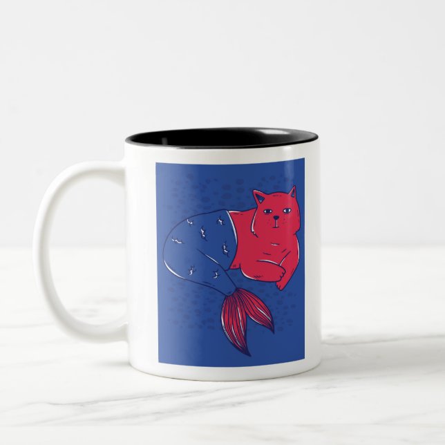 Caneca De Café Em Dois Tons Mermaid Cat (Esquerda)