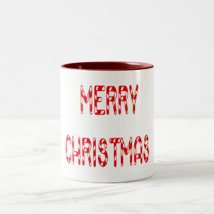 Caneca De Café Em Dois Tons Merry Christmas Candy Cane Font