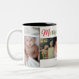 Caneca De Café Em Dois Tons Merry Christmas Five Photo Mug – Custom Holiday