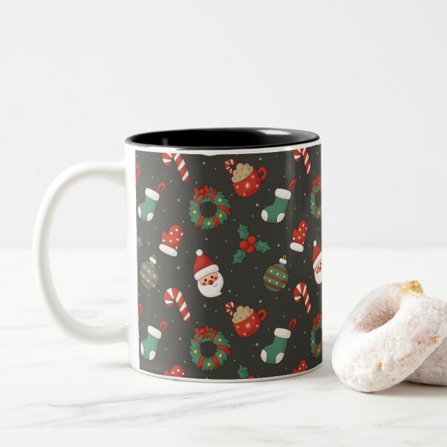 Caneca De Café Em Dois Tons Merry Christmas Mug (Com Donut)