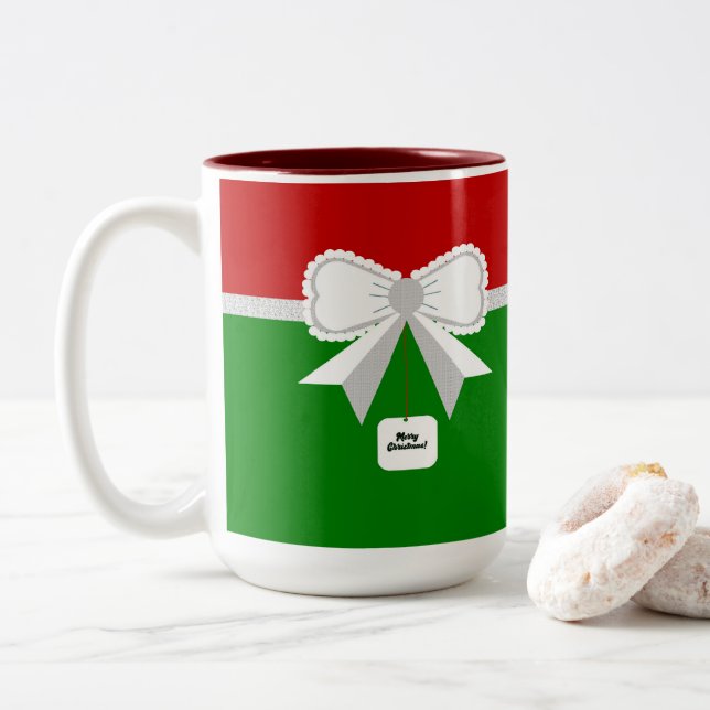 Caneca De Café Em Dois Tons Merry Christmas Mug (Com Donut)