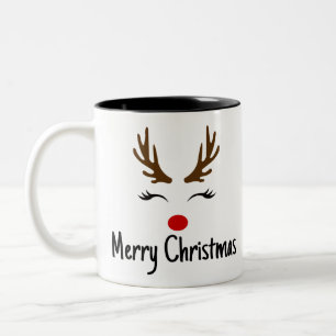 Caneca De Café Em Dois Tons Merry Christmas Reindeer