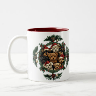 Caneca De Café Em Dois Tons Merry Christmas Yorkshire Terrier Dogs