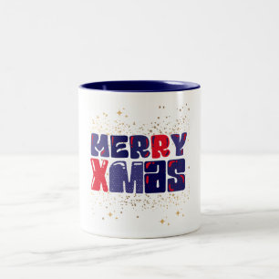 Caneca De Café Em Dois Tons Merry Xmas Cute Red Dourado