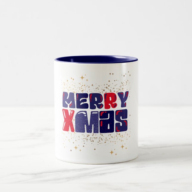 Caneca De Café Em Dois Tons Merry Xmas Cute Red Dourado (Centro)