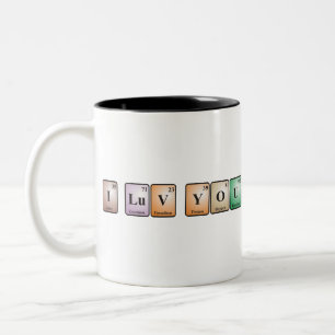 Caneca De Café Em Dois Tons Mesa periódica - I Luv você