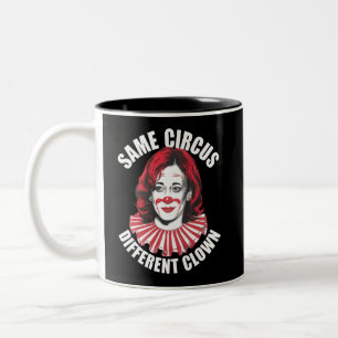 Caneca De Café Em Dois Tons Mesmo Circo Palhaço Diferente Anti Kamala 2024