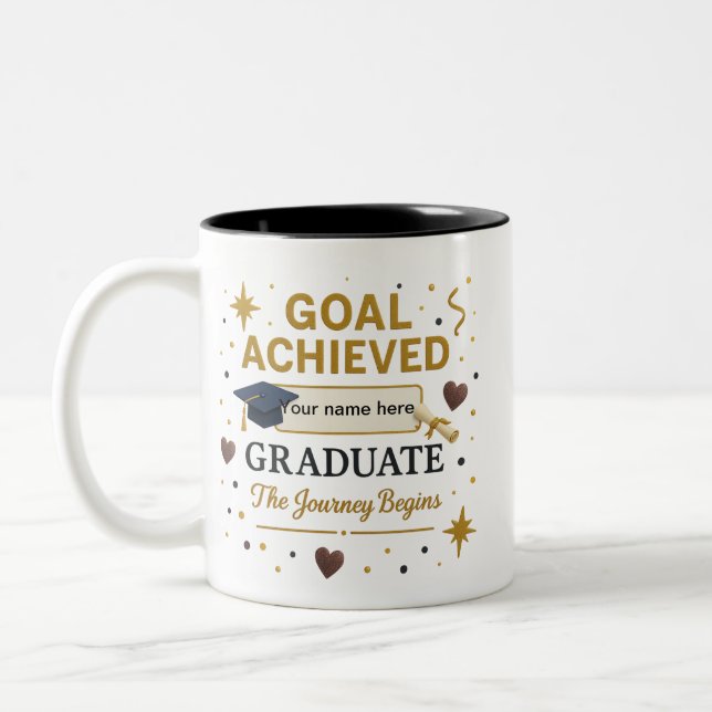 Caneca De Café Em Dois Tons Meta Atingida Formando Mug (Esquerda)