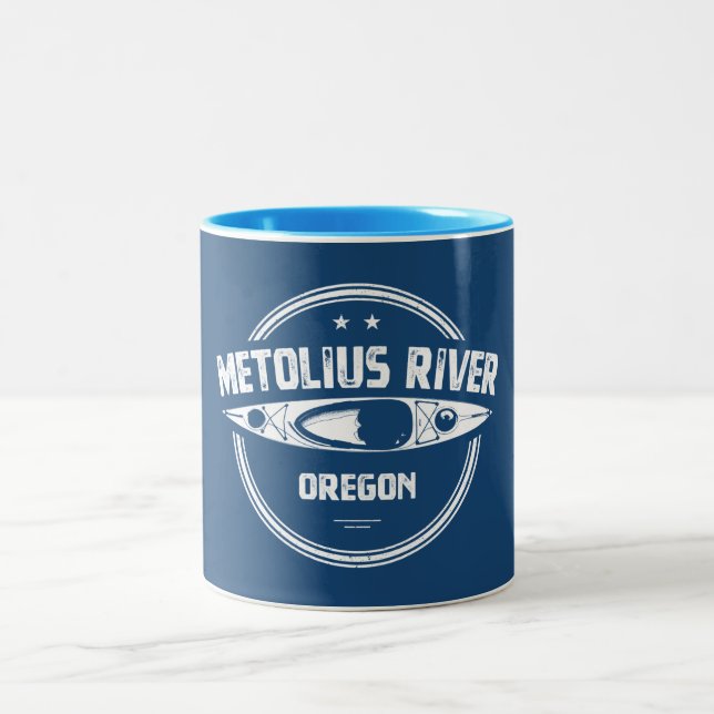 Caneca De Café Em Dois Tons Metolius River Oregon Kayaking (Centro)