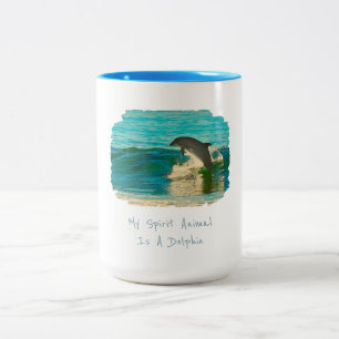 Caneca De Café Em Dois Tons Meu Animal Espírito É Um Golfinho