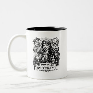 Caneca De Café Em Dois Tons Meu Baralho de Tarot é Mais Engraçado que Você – Q
