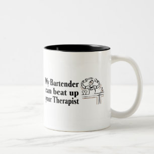 Caneca De Café Em Dois Tons Meu barman pode bater acima seu terapeuta