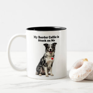 Caneca De Café Em Dois Tons Meu Border Collie Blue Merle Apegado a Mim