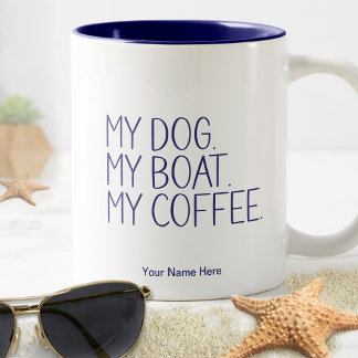 Caneca De Café Em Dois Tons Meu Cachorro Barco Café. Humor Divertido de Capitã