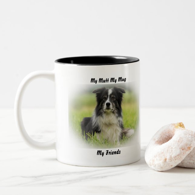 Caneca De Café Em Dois Tons Meu Cão, Minha Caneca, Meus Amigos. (Com Donut)