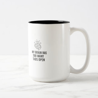 Caneca De Café Em Dois Tons Meu Cérebro Tem Muitas Abas Abertas Engraçado Sarc