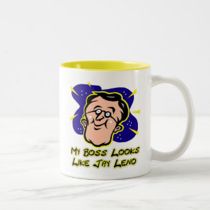 Caneca De Café Em Dois Tons Meu chefe olha como Jay Leno