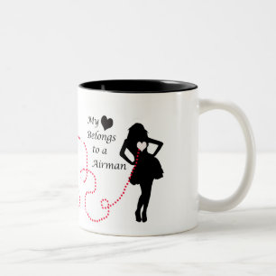 Caneca De Café Em Dois Tons Meu coração pertence a um aviador