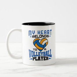 Caneca De Café Em Dois Tons Meu coração pertence a um jogador de vôlei