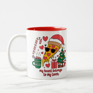 Caneca De Café Em Dois Tons meu coração pertence ao meu amante design fofo