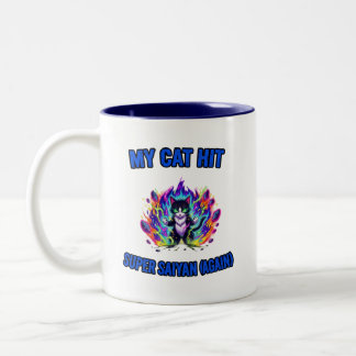 Caneca De Café Em Dois Tons Meu Gato Atingiu o Super Saiyajin (Novamente)