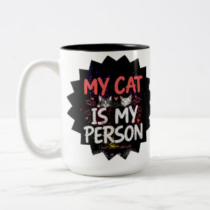 Caneca De Café Em Dois Tons Meu Gato É Minha Pessoa Eu Sou o Treinando Citação