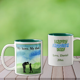 Caneca De Café Em Dois Tons Meu Herói. Meu Pai. Dia de os pais De Café De Dois