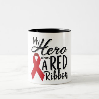 Caneca De Café Em Dois Tons Meu Herói Veste uma Faixa Vermelha