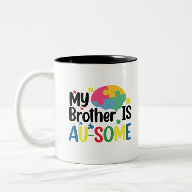 Caneca De Café Em Dois Tons Meu Irmão é Incrível Camiseta de Conscientização s (Esquerda)