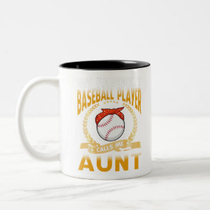 Caneca De Café Em Dois Tons Meu Jogador De Beisebol Favorito Me Chama De Tia