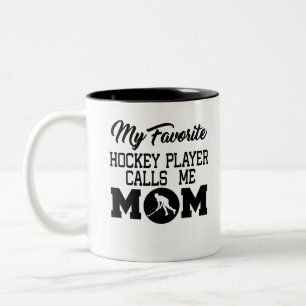 Caneca De Café Em Dois Tons Meu Jogador De Hóquei Favorito Me Chama Mãe