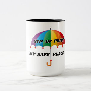CANECA DE CAFÉ EM DOIS TONS MEU LOCAL SEGURO, LGBTQ CERÂMICA PRETA E BRANCA 15