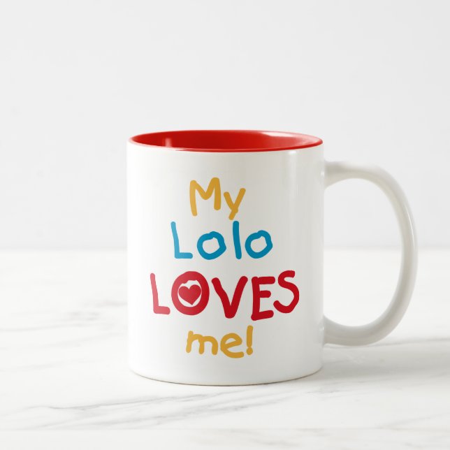 Caneca De Café Em Dois Tons Meu Lolo me ama T-shirts e presentes (Direita)