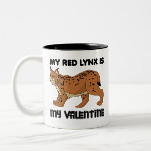 Caneca De Café Em Dois Tons Meu Lynx Vermelho É Meu Namorados