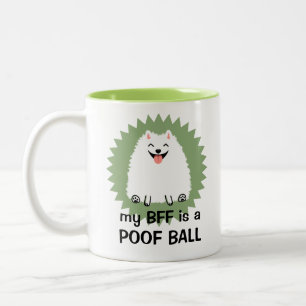 Caneca De Café Em Dois Tons Meu melhor amigo é um Poof Ball   Pomerânia Bran