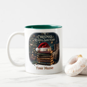Caneca De Café Em Dois Tons Meu Monte de Livros do Santuário de Leitura de Nat