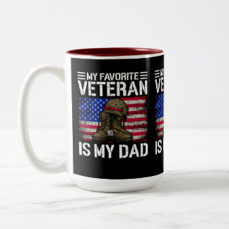 Caneca De Café Em Dois Tons Meu Pai É Meu Veterano Favorito Presente para Pai 