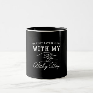 Caneca De Café Em Dois Tons Meu Primeiro Dia dos Pais Com Meu Bebê Menino Recé